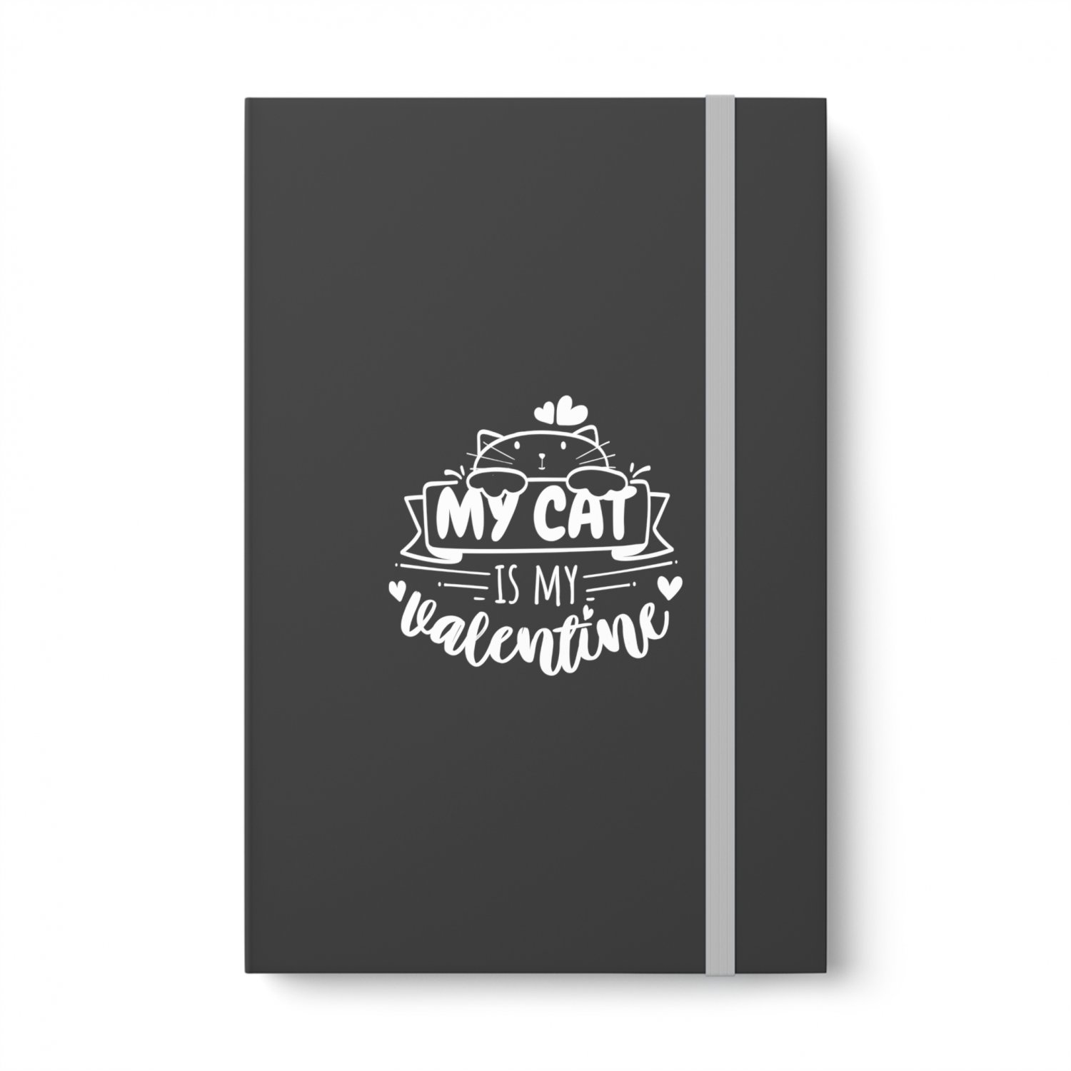 My Cat is My Valentine, Color Contrast Notebook - Ruled - Gray