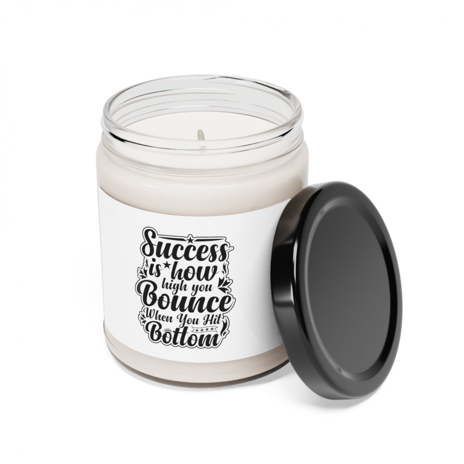 Success Is How You Bounce When You Hit Bottom, Scented Soy Candle, 9oz White Sage + Lavender