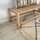High quality Woven Leather Strap Bench, /Size B: (L 36 x H 16 x D 18) Inches