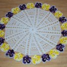 Purple and Yellow Pansy Chain Hand Crochet Doily