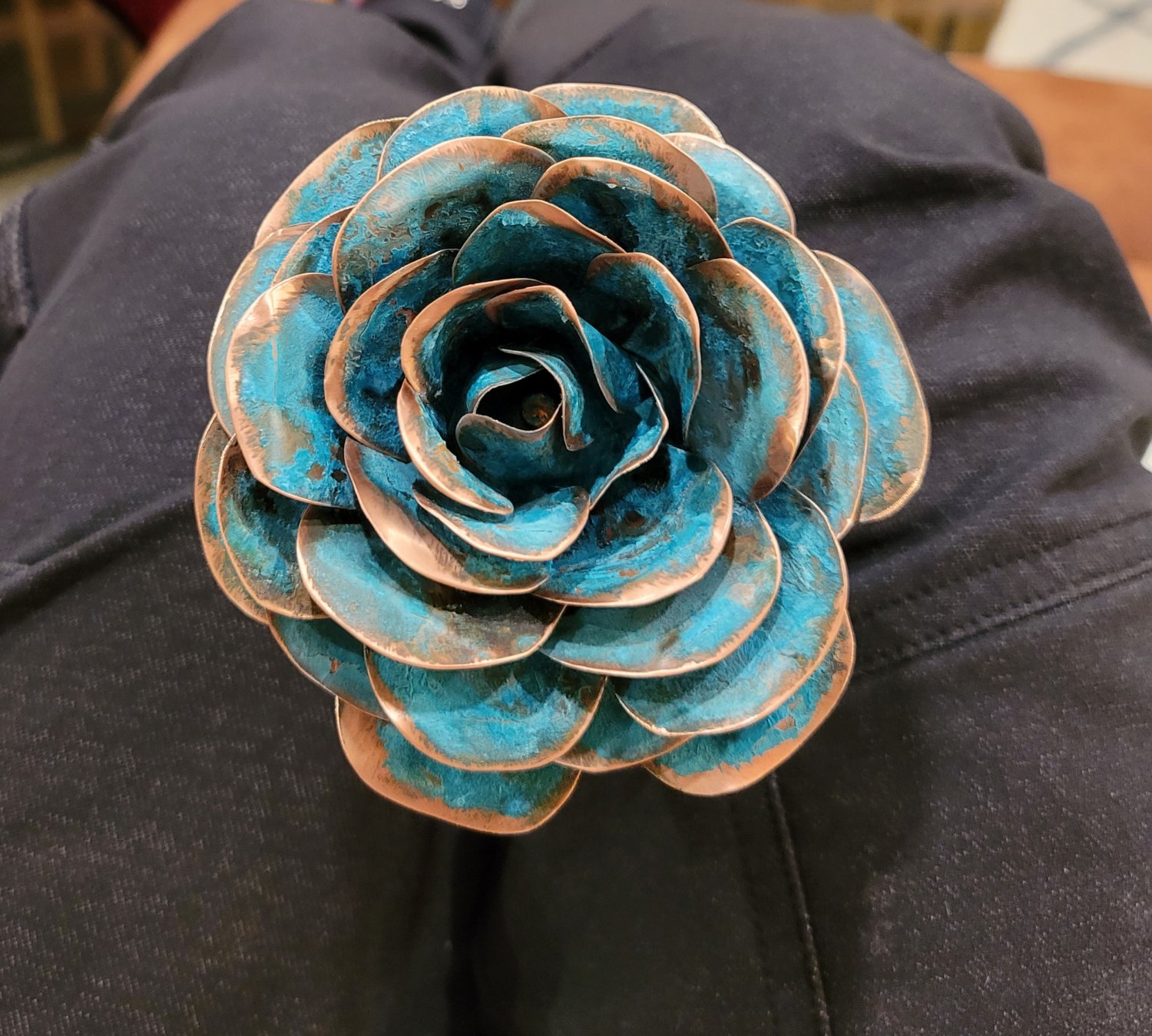Handmade Patinaed Copper Rose