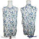 Treasure & Bond Women Floral Blouse Mock Neck Button Up Sleeveless Keyhole Back