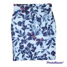 Women's Pencil Skirt Floral Print Chambray Blue Stretch Size Medium New