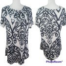 Sese Code Women's Paisley Print Tunic Blouse Short Sleeve 3XL Black & White