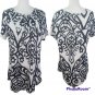 Sese Code Women's Paisley Print Tunic Blouse Short Sleeve 3XL Black & White