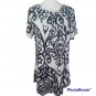 Sese Code Women's Paisley Print Tunic Blouse Short Sleeve 3XL Black & White