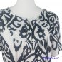 Sese Code Women's Paisley Print Tunic Blouse Short Sleeve 3XL Black & White