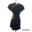 Kimdo Women's Cheong-sam Linen Blend Dress Chinese Black Gold Size 16 NEW