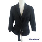 INC International Concepts Women's Belted Blazer Ruched Sleeve 10P Black