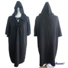 Slink It Women's Lace Up Hoodie Tshirt Dress True Black Size 1X NEW
