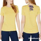 Maison Jules Women's Striped Mid Summer Gold Bow Back T-Shirt Small NEW