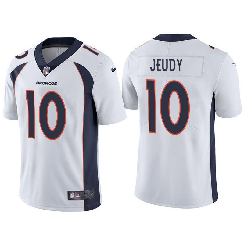 men & youth Broncos 10 Jerry Jeudy White Stitched Limited Jersey
