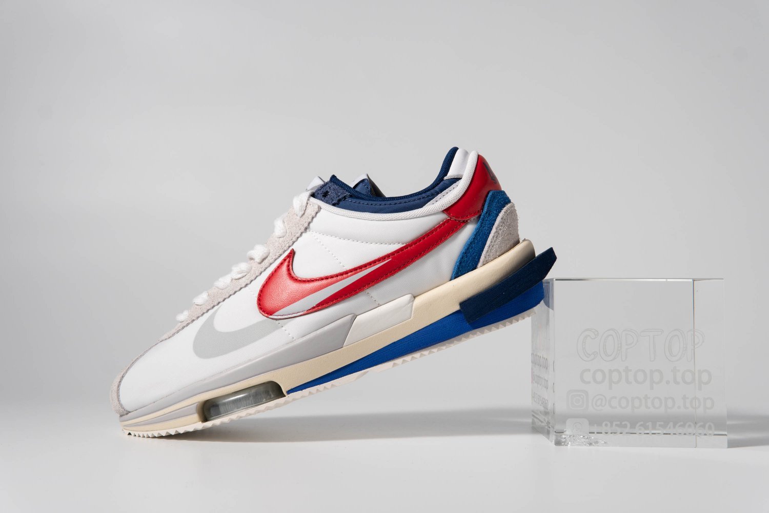 Zoom Cortez Sacai White University Red Blue