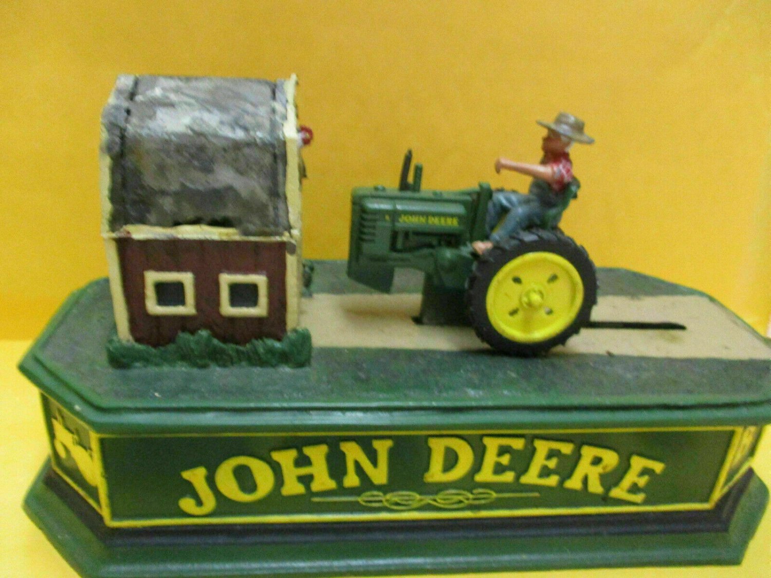 Vintage Cast Iron John Deere Tractor Piggy Bank for Parts or Repair