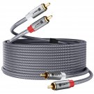 GearIT RCA Cable (50FT) 2RCA Male to 2RCA Male Stereo Audio Cables Shielded Braided RCA St