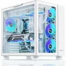 7 Pwm Argb Fans Pre-Installed Atx Gaming Pc Case, Modern Aesthetic Dual Tempered Glass Pan