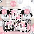 Cow One Birthday Decorations Supplies With 3 Led String Lights And 55 Cow Balloons, Cow On