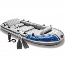 Intex 68325EP Excursion Inflatable 5 Person Heavy Duty Fishing Boat Raft Set with 2 Alumin