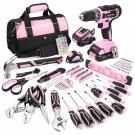 WORKPRO Pink Home Tool Kit with Drill, 157PCS Pink Tool Set with 20V Cordless Lithium-ion 
