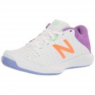 New Balance Women's 696 V4 Hard Court Tennis Shoe, White/Mystic Purple, 8 Wide
