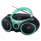Jensen CD-490 Teal Portable Boombox Sport Stereo CD Player with AM/FM Radio and Aux Line-i
