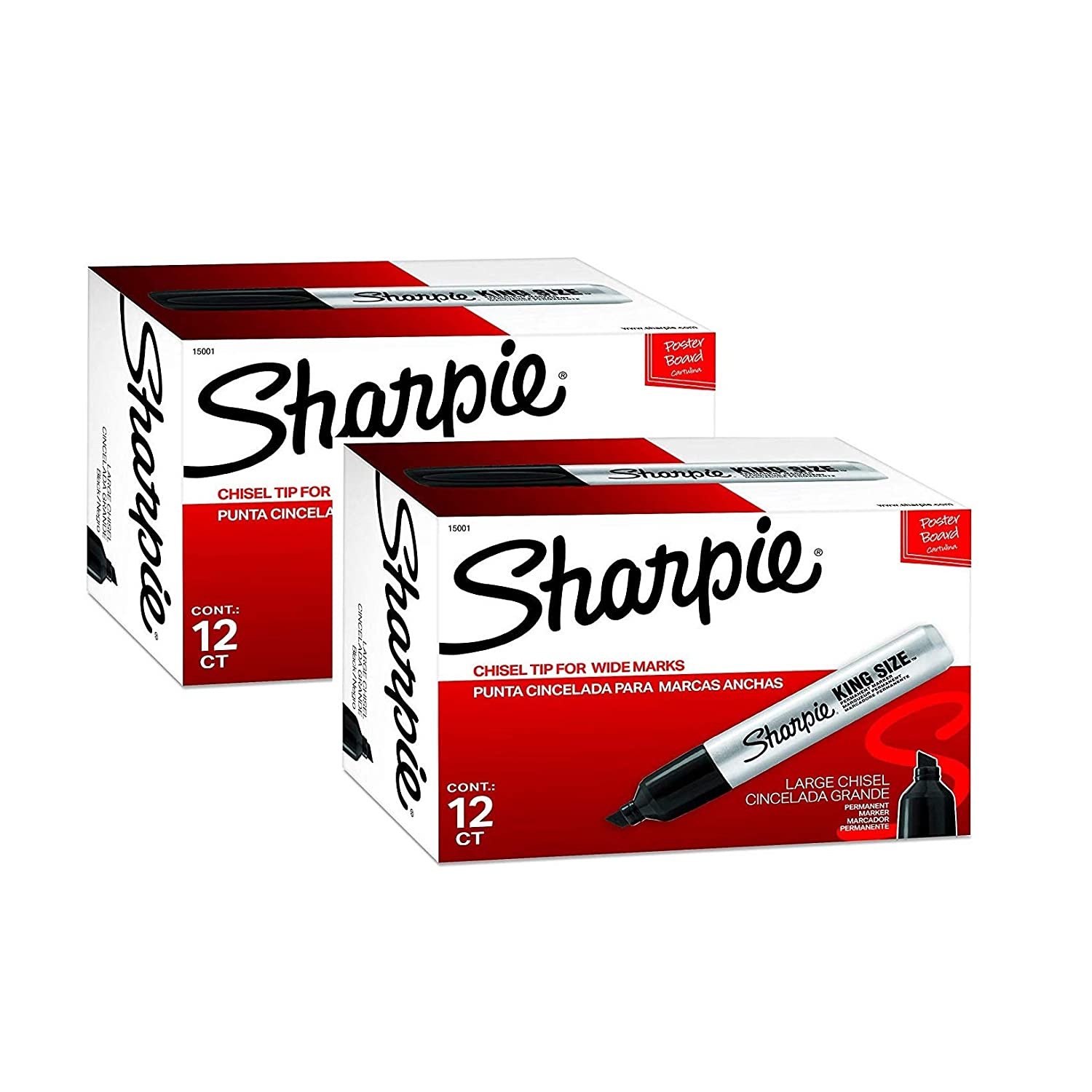 Sharpie Chisel Tip Pro Permanent Markers, King Size Black, 24-Count