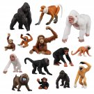 14Pcs Various Monkeys & Gorillas Figurines Playset, Plastic Jungle Animals Monkey Toy Set 
