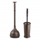 mDesign Plastic Modern Compact Toilet Plunger and Toilet Bowl Brush for Bathroom Storage O