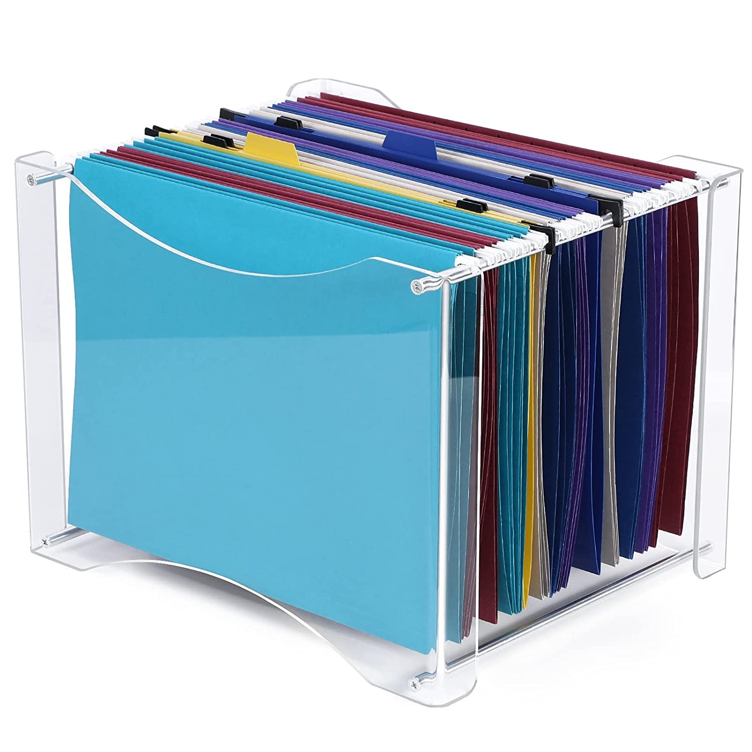 Hanging File Organizer, Acrylic File Folder Organizer With BuiltIn