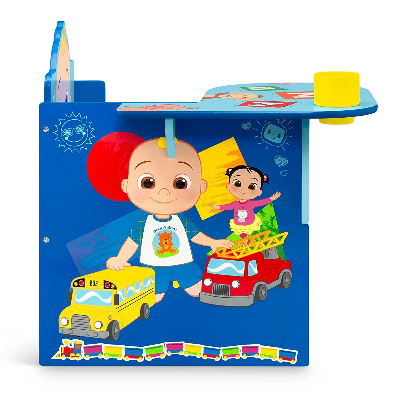 Chair Desk With Storage Bin Greenguard Gold Certified, Blue