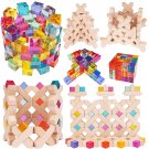 Wooden Rainbow Building Blocks Cube Gem Stacking Blocks Toy - Colorful Montessori Rainbow