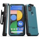 Pixel 4A 5G Case With Screen Protector And Belt Clip (Rebel Shield) Heavy Duty Full Body C
