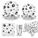 159 Pieces Dog Paw Print Party Supplies Set Including 108 X 54 Inches Tablecloth 9 Oz Cups