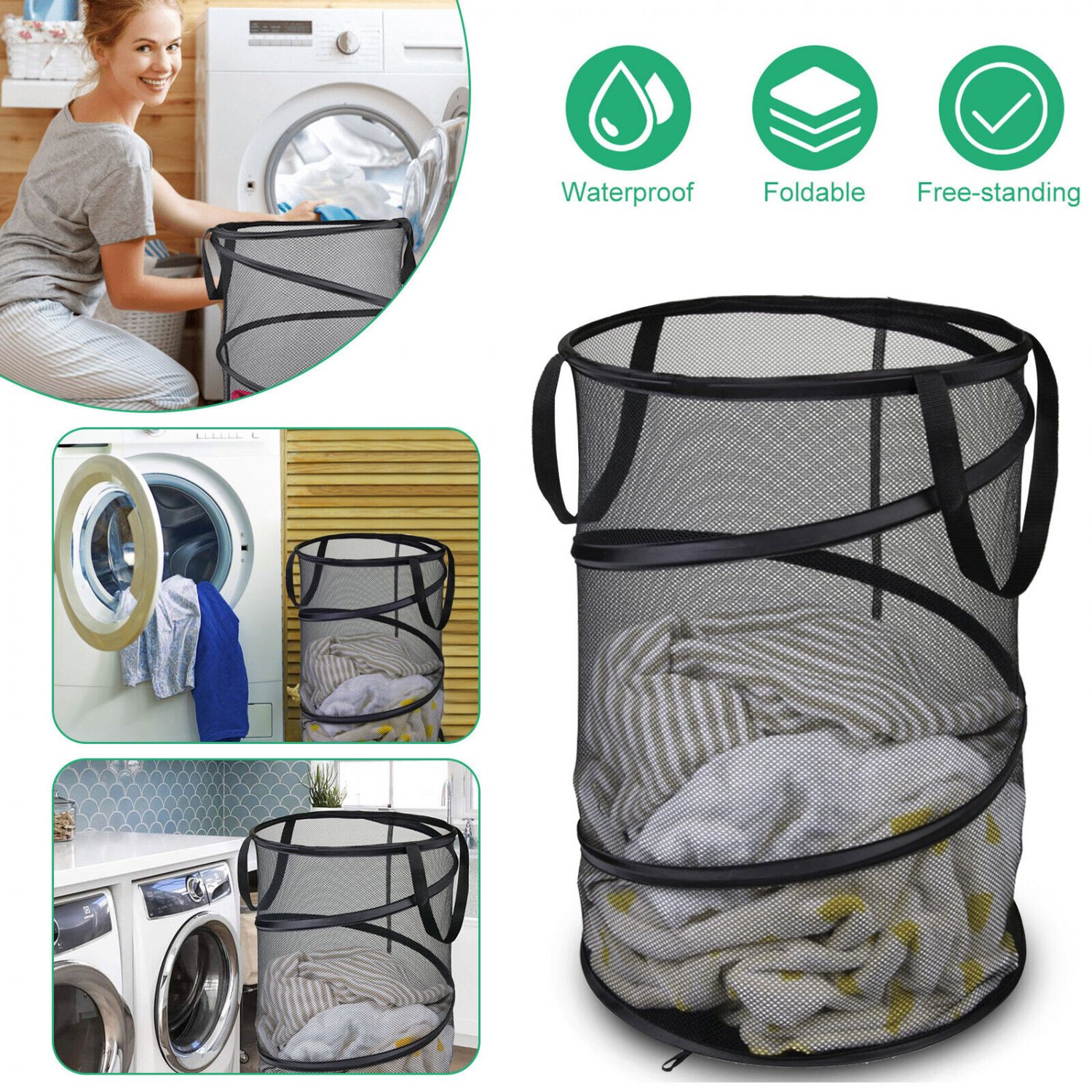 Foldable Large Storage Laundry Hamper Clothes Basket Washing Bag Organization Us
