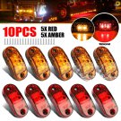 5X Amber+ 5X Red Led Car Truck Trailer Rv Oval 2.5" Side Marker Clearance Lights