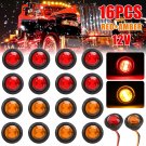 16X Pickup Round Side Marker Lights 3/4" Led Bullet Truck Trailer Red Amber 12V
