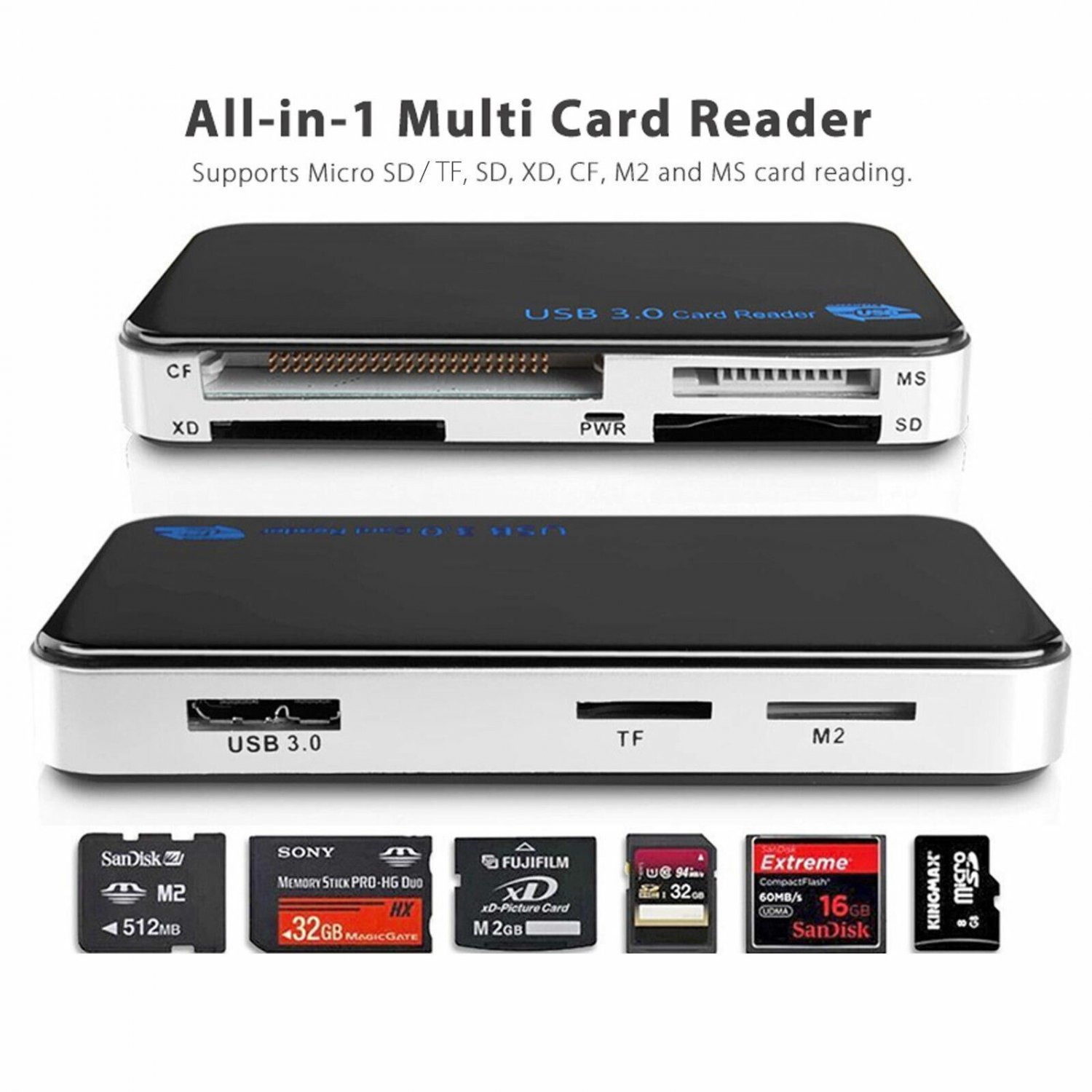 Usb 3.0 Memory Card Reader Adapter 5Gbps Fit For Cf/Tf/Sd/Micro Sd/Xd/M2/Ms Card