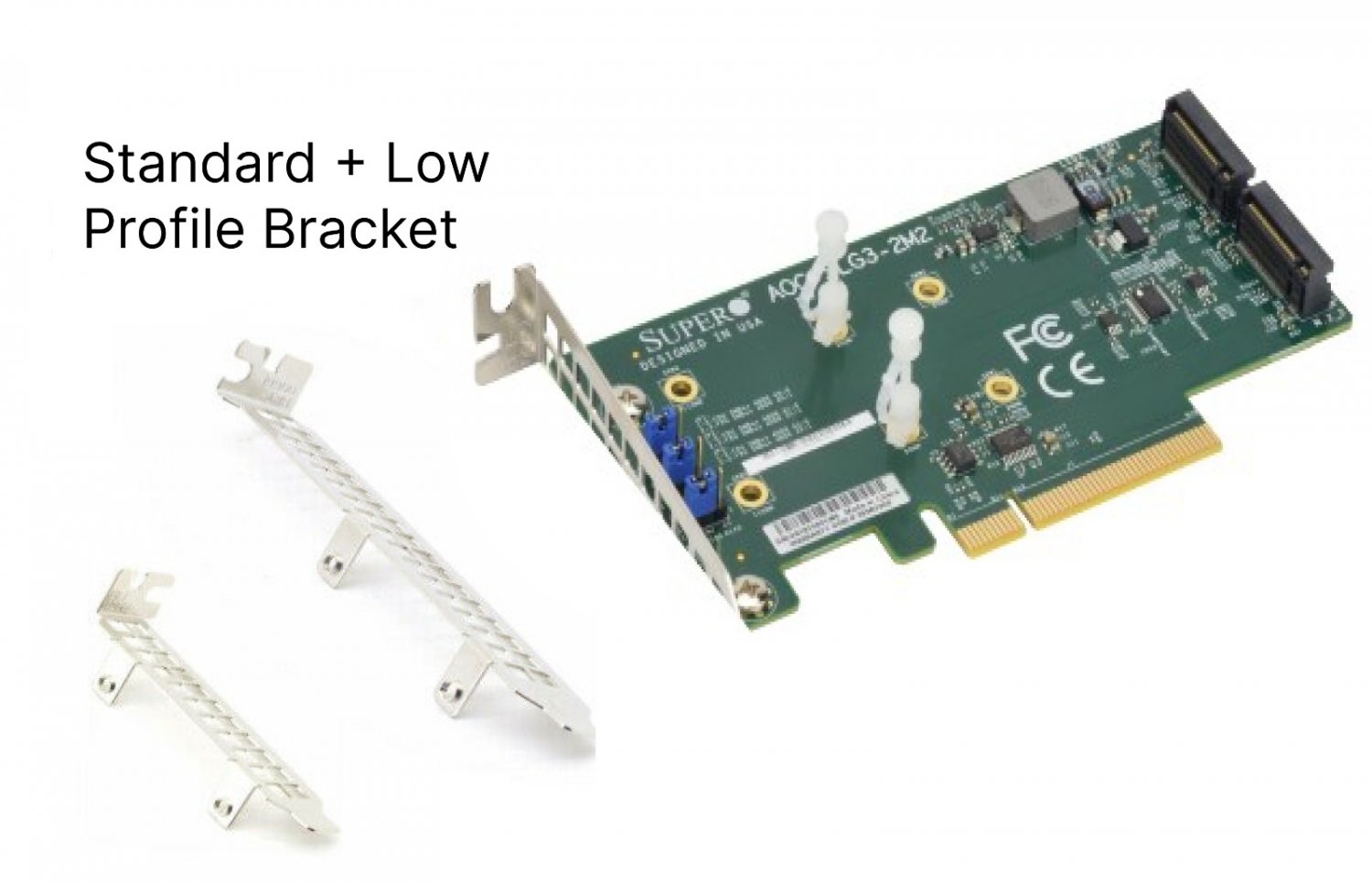 Two bracketsSupermicro AOC-SLG3-2M2 PCIe Add-On Card for up to two NVMe SSDs