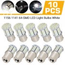 10X 1156 1141 64-Smd Rv Camper Trailer Led Interior Light Bulb 6500K Super White