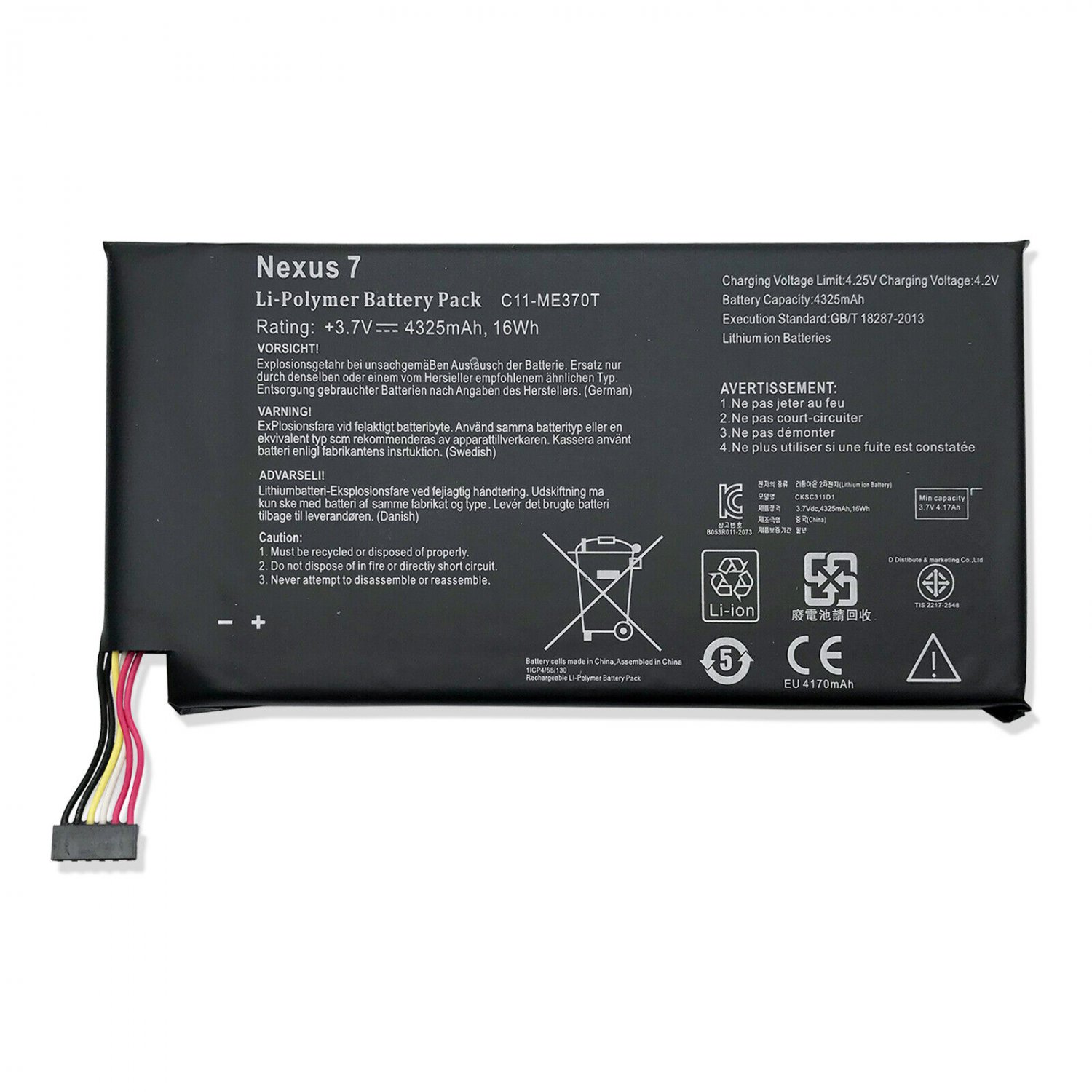 3.7V 4325Mah Replacement Li-Polymer Battery For Google Asus Nexus 7 C11-Me370T