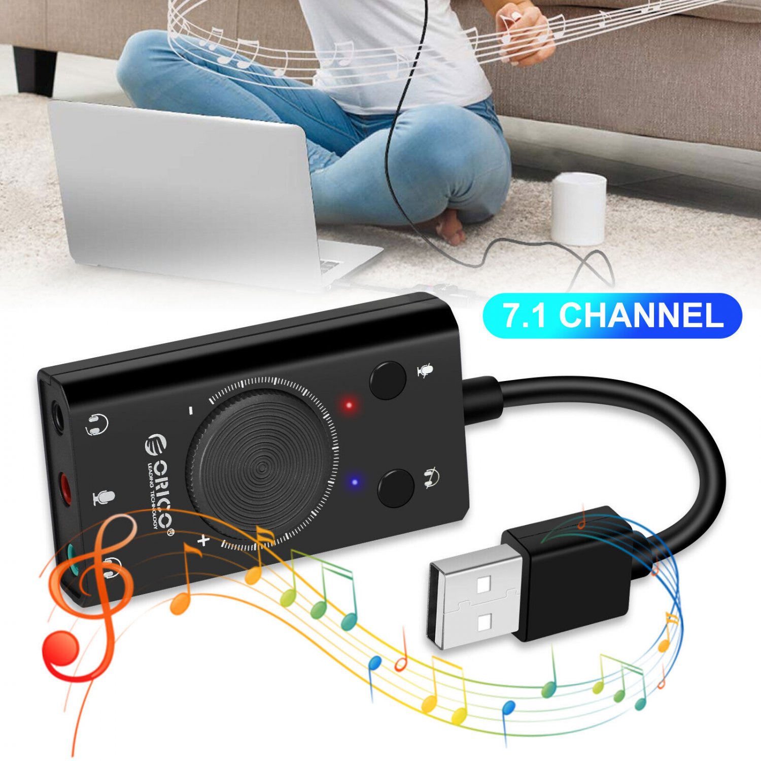 External Usb Sound Card Audio Adapter 3.5Mm Stereo For Headset Mic Ps4 Laptop Pc