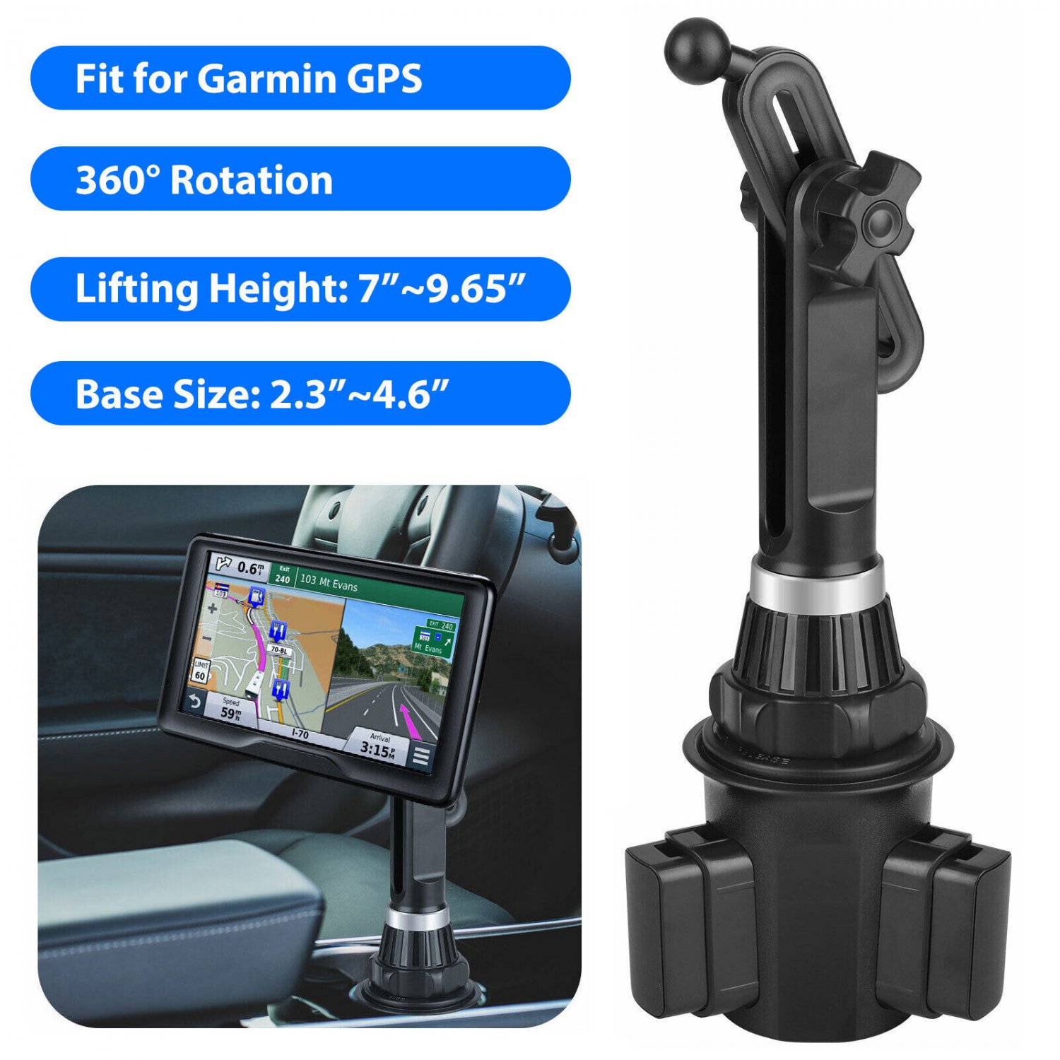 Adjustable Car Cup Holder Mount Universal For Garmin Nuvi/Drive/Drivesmart Gps