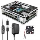 Raspberry Pi 3 B+ Case With Fan Cooling Pi 3B Case With 3 Pcs Heat-Sinks 5V 3A P