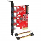 Inateck PCI-e to USB 3.0 (4 Ports) PCI Express Card and 15-Pin Power Connector,
