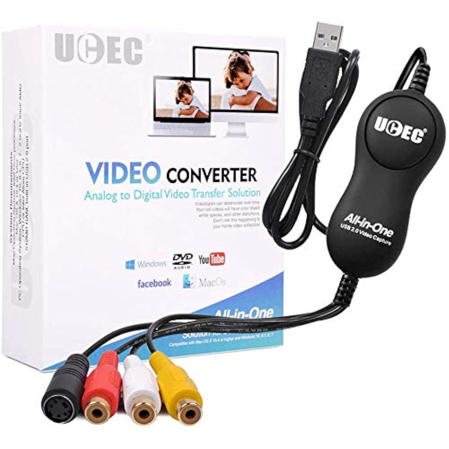 Usb 2.0 Video Capture Card Device, Vhs Vcr Tv To Dvd Converter For Mac Os X Pc W