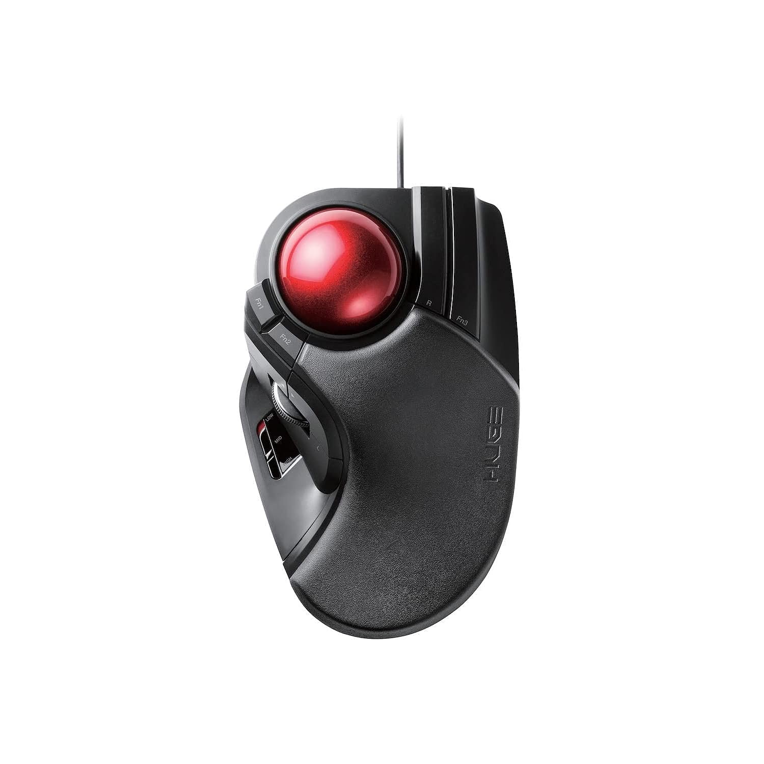 ELECOM HUGE Trackball Mouse, Wired, Finger-Operated, 8-Button Function, Palm Res