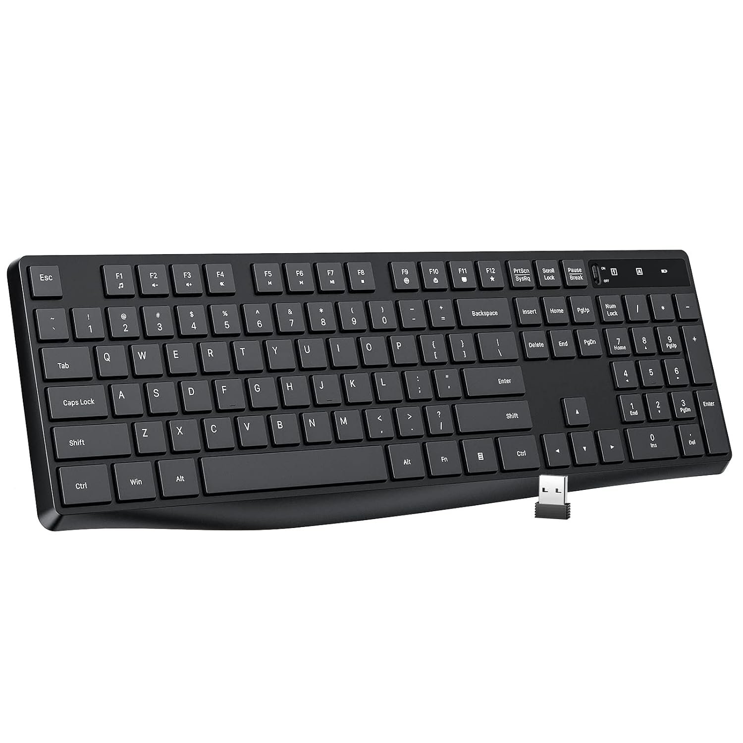 Mk98 Wireless Keyboard, 2.4G Ergonomic Wireless Computer Keyboard, Enlarged Indi
