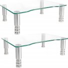 2 Pack Computer Monitor Riser With Height Adjustable Multi Media Desktop Stand F