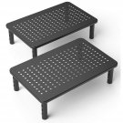 2 Pack Premium Laptop Pc Monitor Stand With Sturdy, Stable Black Metal Construct