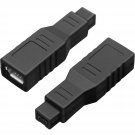 2Pack Firewire 400 To 800 Adapter Converter Ieee 1394A 6-Pin Female To 1394B 9-P